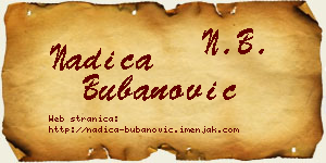Nadica Bubanović vizit kartica